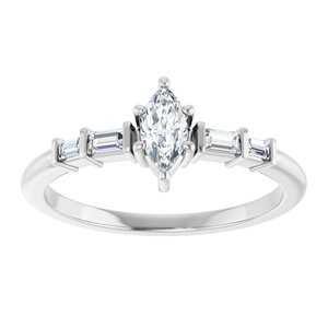 10K White Gold 6x3 mm Marquise Ring Mounting – image 5