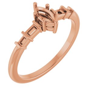 10K Rose Gold 6x3 mm Marquise Ring Mounting – image 2