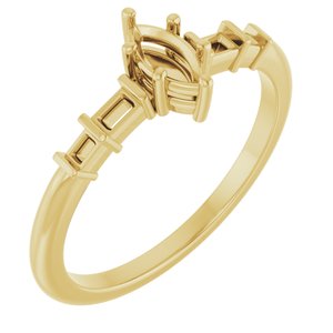 18K Yellow Gold 6x3 mm Marquise Ring Mounting – image 2
