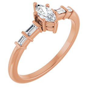 14K Rose Gold 6x3 mm Marquise Ring Mounting
