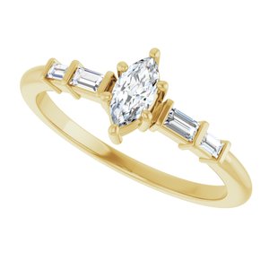 10K Yellow Gold 6x3 mm Marquise Ring Mounting – image 8