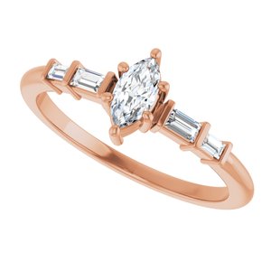10K Rose Gold 6x3 mm Marquise Ring Mounting – image 8