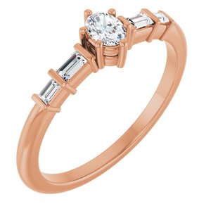14K Rose Gold 4x3 mm Oval Ring Mounting