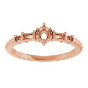 18K Rose Gold 4x3 mm Oval Ring Mounting – image 6