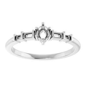 14K White Gold 4x3 mm Oval Ring Mounting – image 6