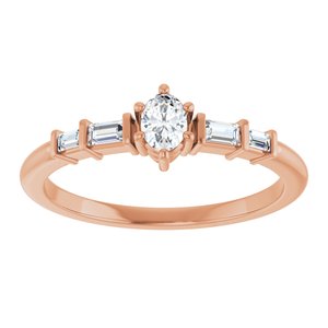 14K Rose Gold 4x3 mm Oval Ring Mounting – image 5