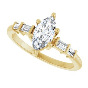 18K Yellow Gold 9x4.5 mm Marquise Ring Mounting – image 8