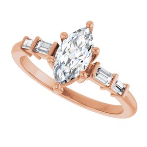 18K Rose Gold 9x4.5 mm Marquise Ring Mounting – image 8