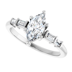 14K White Gold 9x4.5 mm Marquise Ring Mounting – image 8
