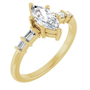 14K Yellow Gold 9x4.5 mm Marquise Ring Mounting