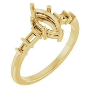 10K Yellow Gold 9x4.5 mm Marquise Ring Mounting – image 2