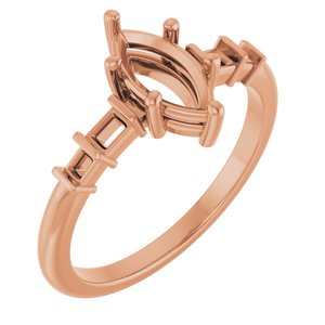 18K Rose Gold 9x4.5 mm Marquise Ring Mounting – image 2
