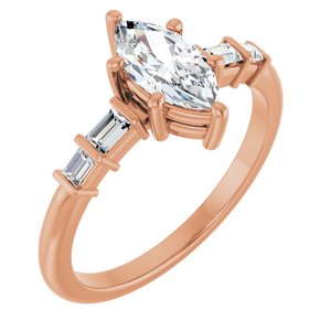 18K Rose Gold 9x4.5 mm Marquise Ring Mounting
