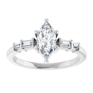 18K White Gold 9x4.5 mm Marquise Ring Mounting – image 5