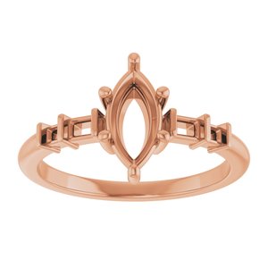 14K Rose Gold 9x4.5 mm Marquise Ring Mounting – image 6