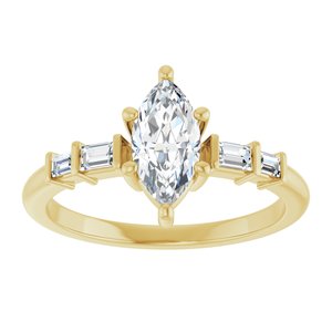 18K Yellow Gold 9x4.5 mm Marquise Ring Mounting – image 5