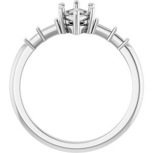 14K X1 White Gold 9x4.5 mm Marquise Ring Mounting – image 4