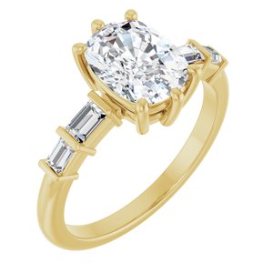 10K Yellow Gold 8.5x6.5 mm Elongated Cushion Ring Mounting
