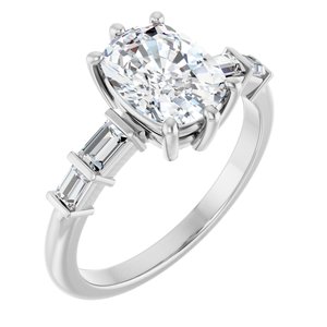 Continuum Sterling Silver 8.5x6.5 mm Elongated Cushion Ring Mounting