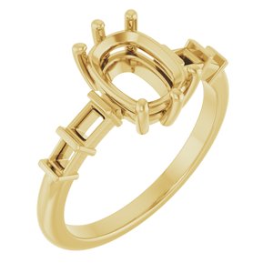 18K Yellow Gold 8.5x6.5 mm Elongated Cushion Ring Mounting – image 2