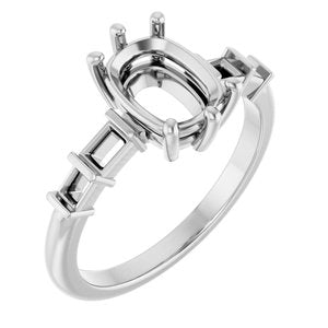 14K White Gold 8.5x6.5 mm Elongated Cushion Ring Mounting – image 2