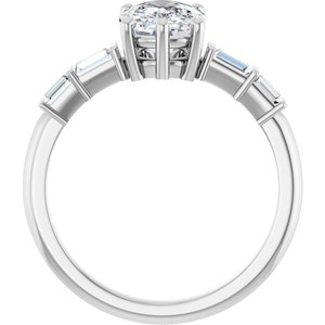 18K White Gold 8.5x6.5 mm Elongated Cushion Ring Mounting – image 3