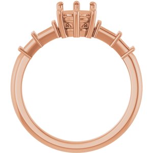 14K Rose Gold 8.5x6.5 mm Elongated Cushion Ring Mounting – image 4