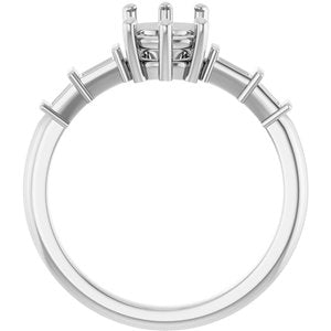 18K White Gold 8.5x6.5 mm Elongated Cushion Ring Mounting – image 4