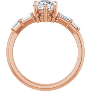 14K Rose Gold 8.5x6.5 mm Elongated Cushion Ring Mounting – image 3