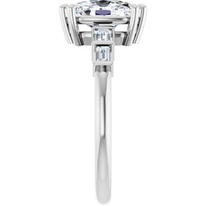 14K White Gold 8.5x6.5 mm Elongated Cushion Ring Mounting – image 7