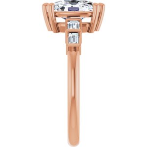 18K Rose Gold 8.5x6.5 mm Elongated Cushion Ring Mounting – image 7