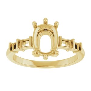 10K Yellow Gold 8.5x6.5 mm Elongated Cushion Ring Mounting – image 6