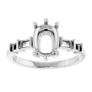 Platinum 8.5x6.5 mm Elongated Cushion Ring Mounting – image 6