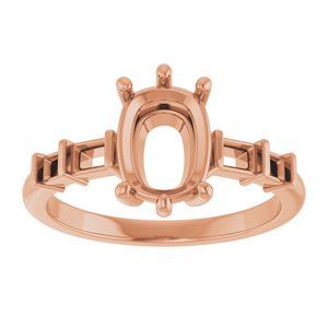 18K Rose Gold 8.5x6.5 mm Elongated Cushion Ring Mounting – image 6