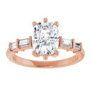 14K Rose Gold 8.5x6.5 mm Elongated Cushion Ring Mounting – image 5