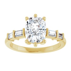 10K Yellow Gold 8.5x6.5 mm Elongated Cushion Ring Mounting – image 5