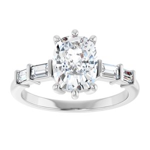 18K White Gold 8.5x6.5 mm Elongated Cushion Ring Mounting – image 5