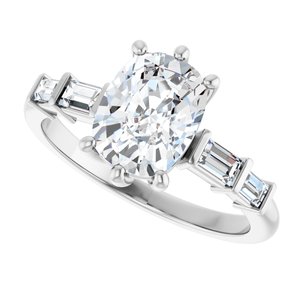 18K White Gold 8.5x6.5 mm Elongated Cushion Ring Mounting – image 8