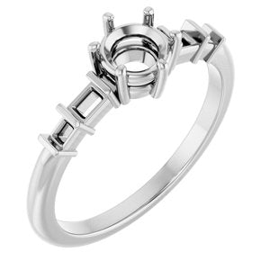 18K White Gold 5.2 mm Round Ring Mounting – image 2