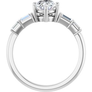 14K White Gold 8x6 mm Oval 1/4 CTW Natural Diamond Semi-Set Ring – image 3