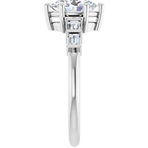 Platinum 8x6 mm Oval 1/4 CTW Natural Diamond Semi-Set Ring – image 7