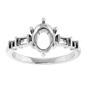 18K White Gold 8x6 mm Oval Ring Mounting – image 6