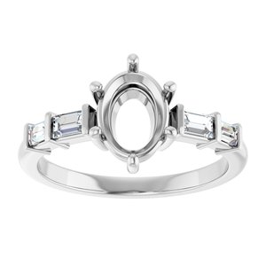 14K White Gold 8x6 mm Oval 1/4 CTW Natural Diamond Semi-Set Ring – image 6