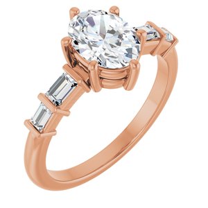14K Rose Gold 8x6 mm Oval Ring Mounting