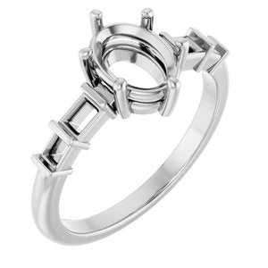 14K White Gold 8x6 mm Oval Ring Mounting – image 2