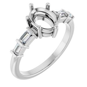 14K White Gold 8x6 mm Oval 1/4 CTW Natural Diamond Semi-Set Ring – image 2