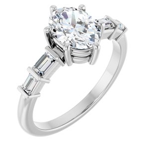 18K White Gold 8x6 mm Oval Ring Mounting
