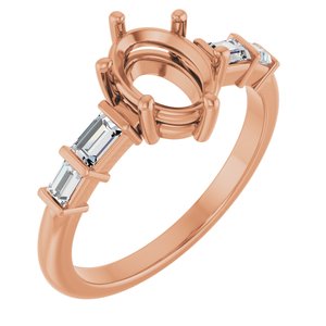 14K Rose Gold 8x6 mm Oval 1/4 CTW Natural Diamond Semi-Set Ring – image 2