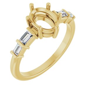 14K Yellow Gold 8x6 mm Oval 1/4 CTW Natural Diamond Semi-Set Ring – image 2