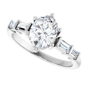 14K White Gold 8x6 mm Oval 1/4 CTW Natural Diamond Semi-Set Ring – image 8